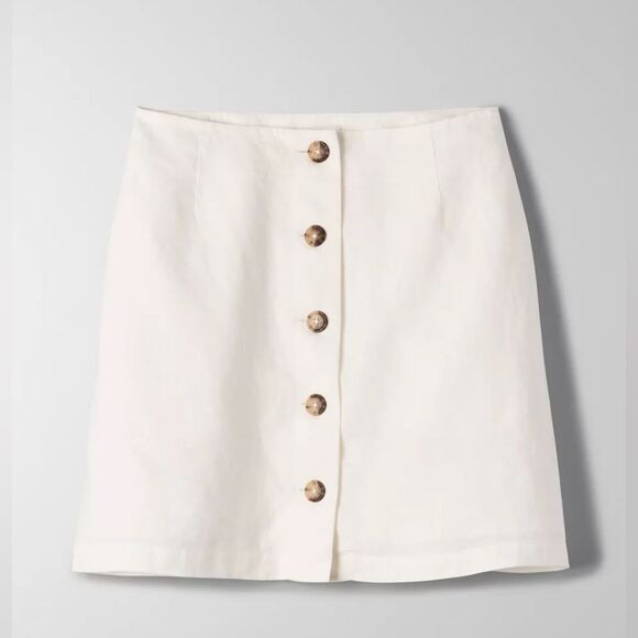 Aritzia Wilfred Lachlan Linen Button Front A-Line Mini Skirt in White size 0 - Picture 11 of 11